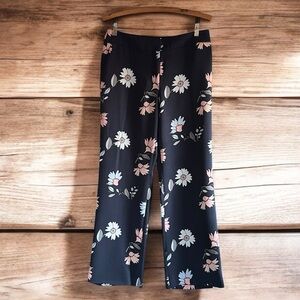 Ann Taylor Loft blue pink floral tropical cruise wear trouser pants 6